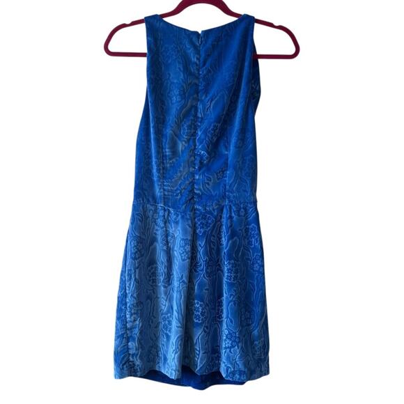 Atlein Draped Floral Design Cobalt Blue Velvet Dress Women’s Size 4 Small - Picture 3 of 12